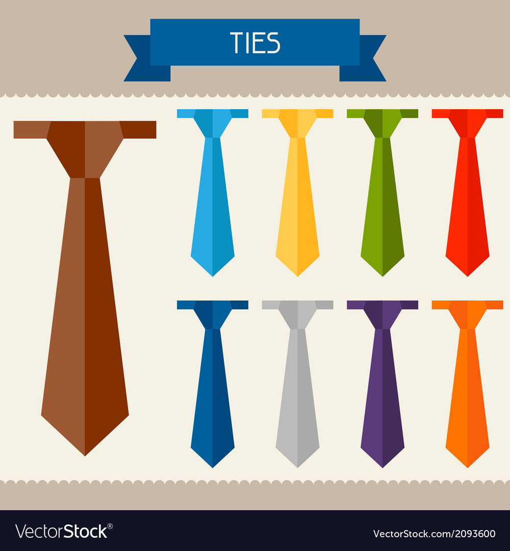 Ties colored templates for your design in flat