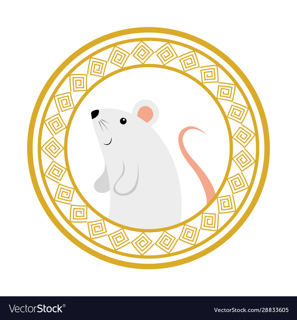 Cute rodent rat with frame circular chinese