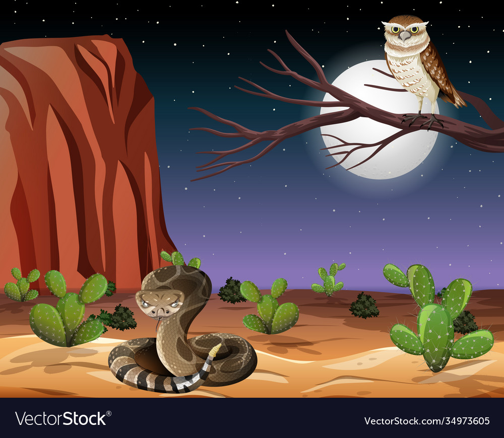 Desert with rock mountains and animals