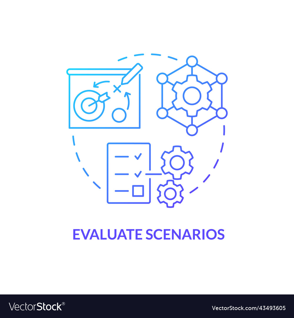 Evaluate scenarios blue gradient concept icon Vector Image