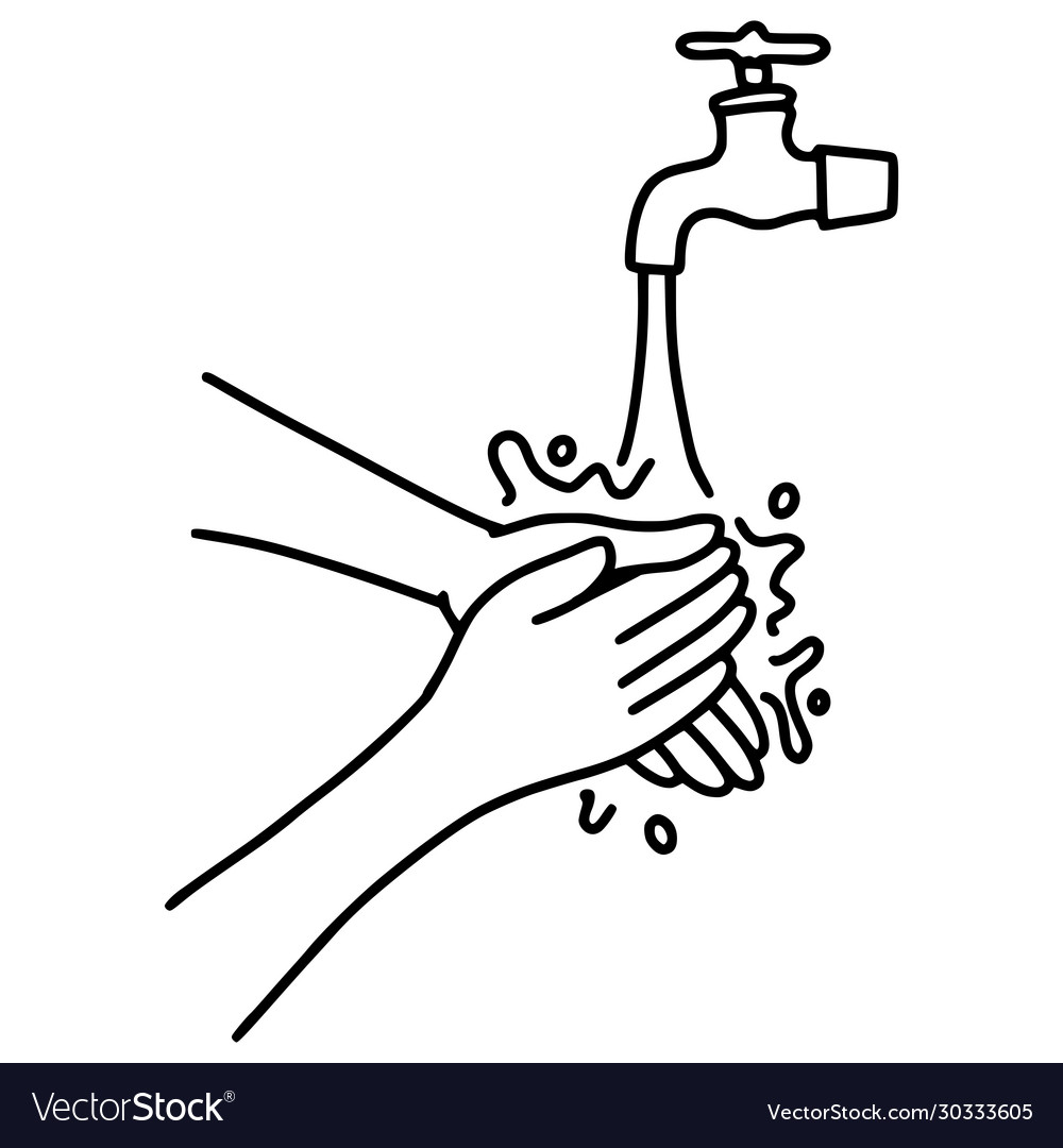 Hand drawn washing hands doodle isolated on Vector Image