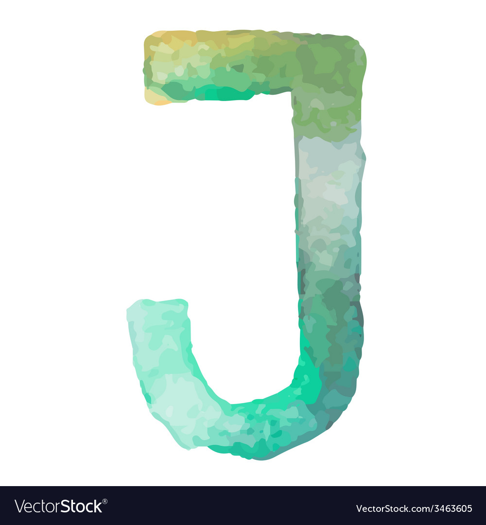 Letter J Colorful Watercolor Aquarelle Font Type Vector Image