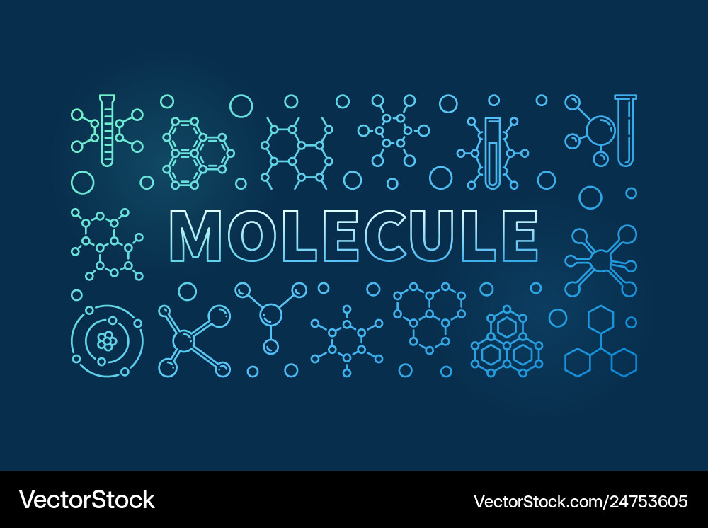 Molecule blue linear horizontal Royalty Free Vector Image