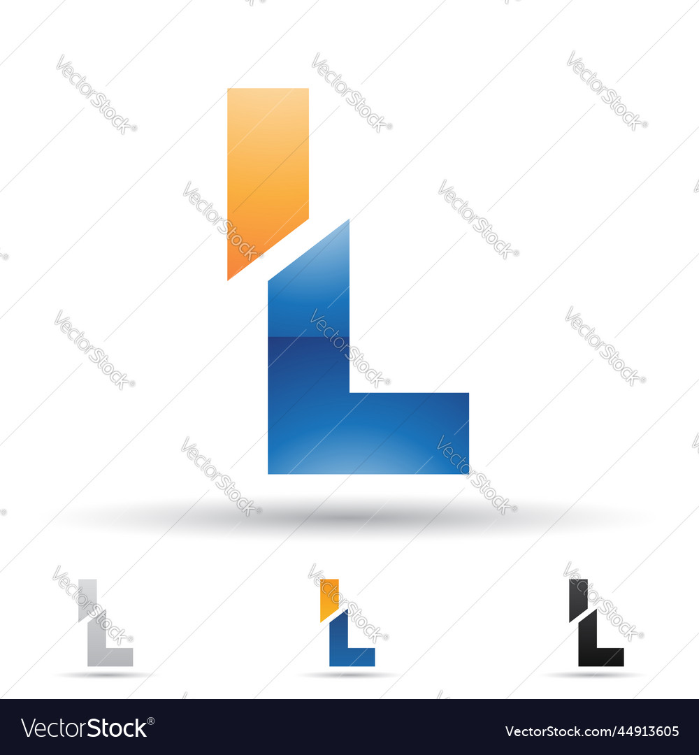 Orange and blue glossy abstract logo icon