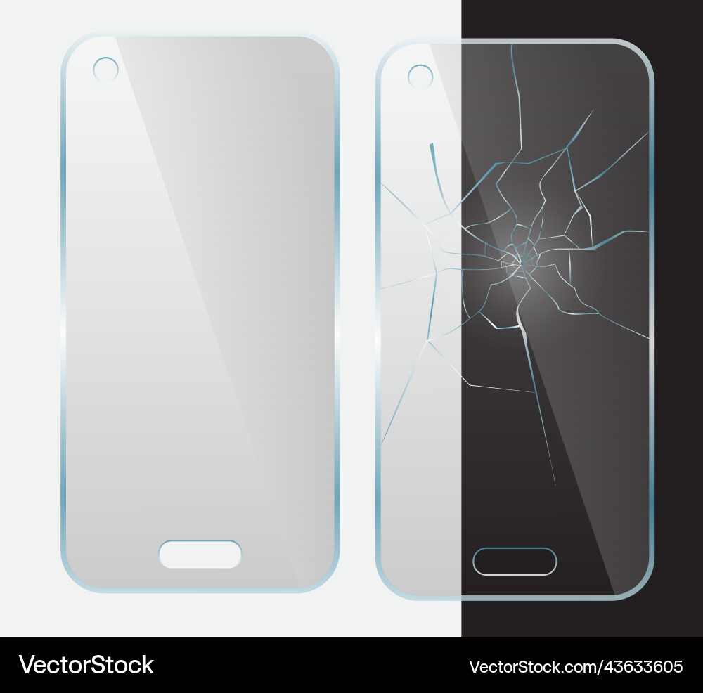 Set of realistic broken screen protector film Vector Image