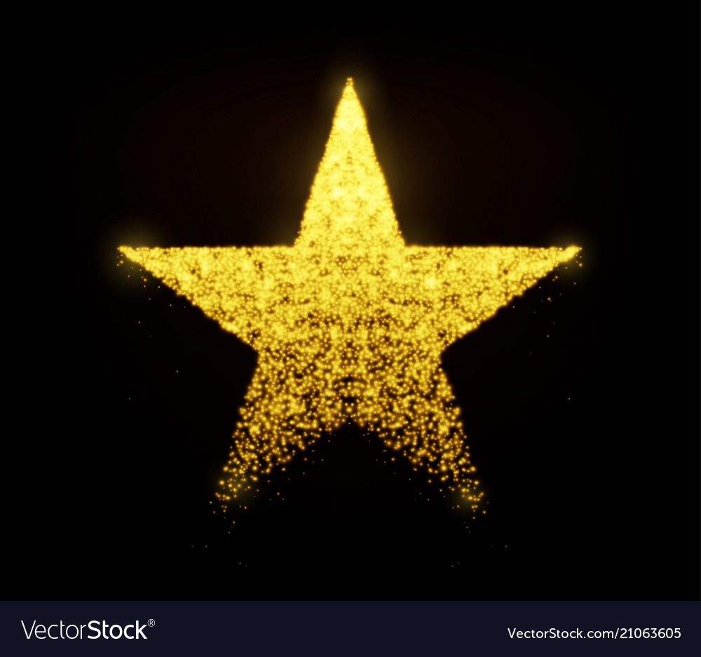 Star with glowing particles isolated