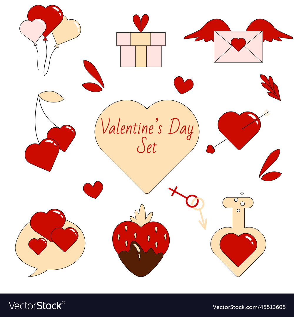 Valentines Day Set Royalty Free Vector Image Vectorstock 4498