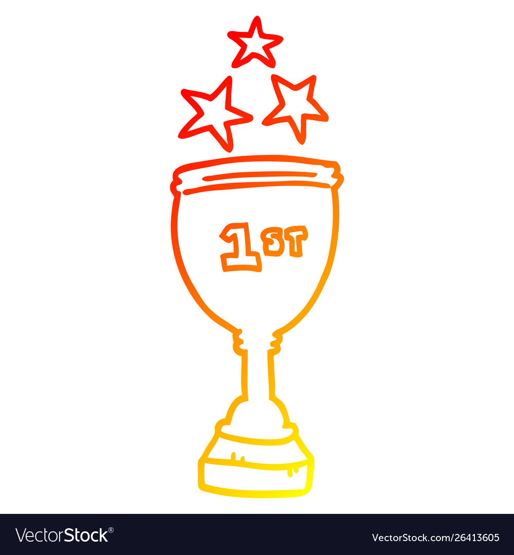 Warm gradient line drawing cartoon sports trophy