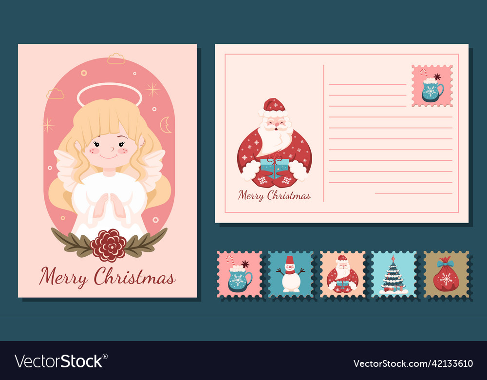 Christmas card design on the front side