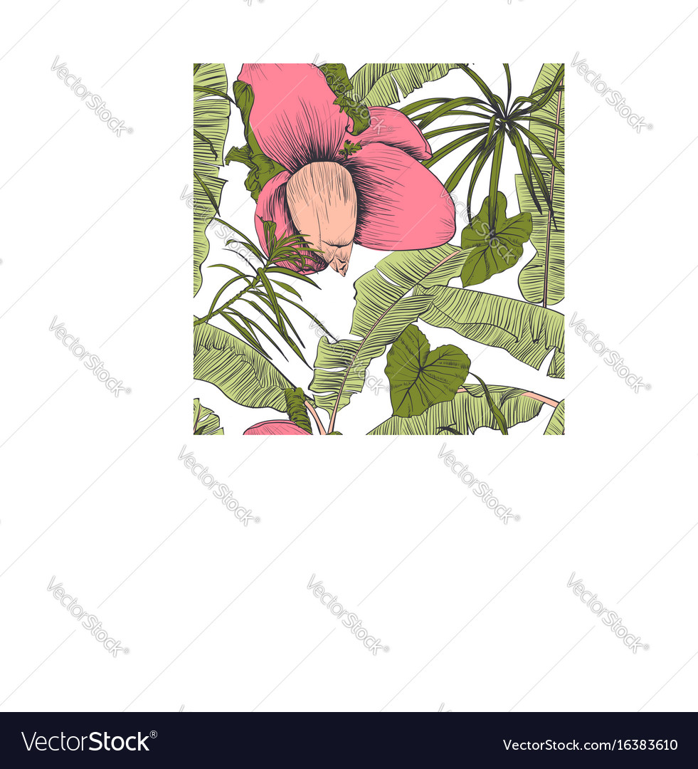 Seamless tropical pattern with banana palms