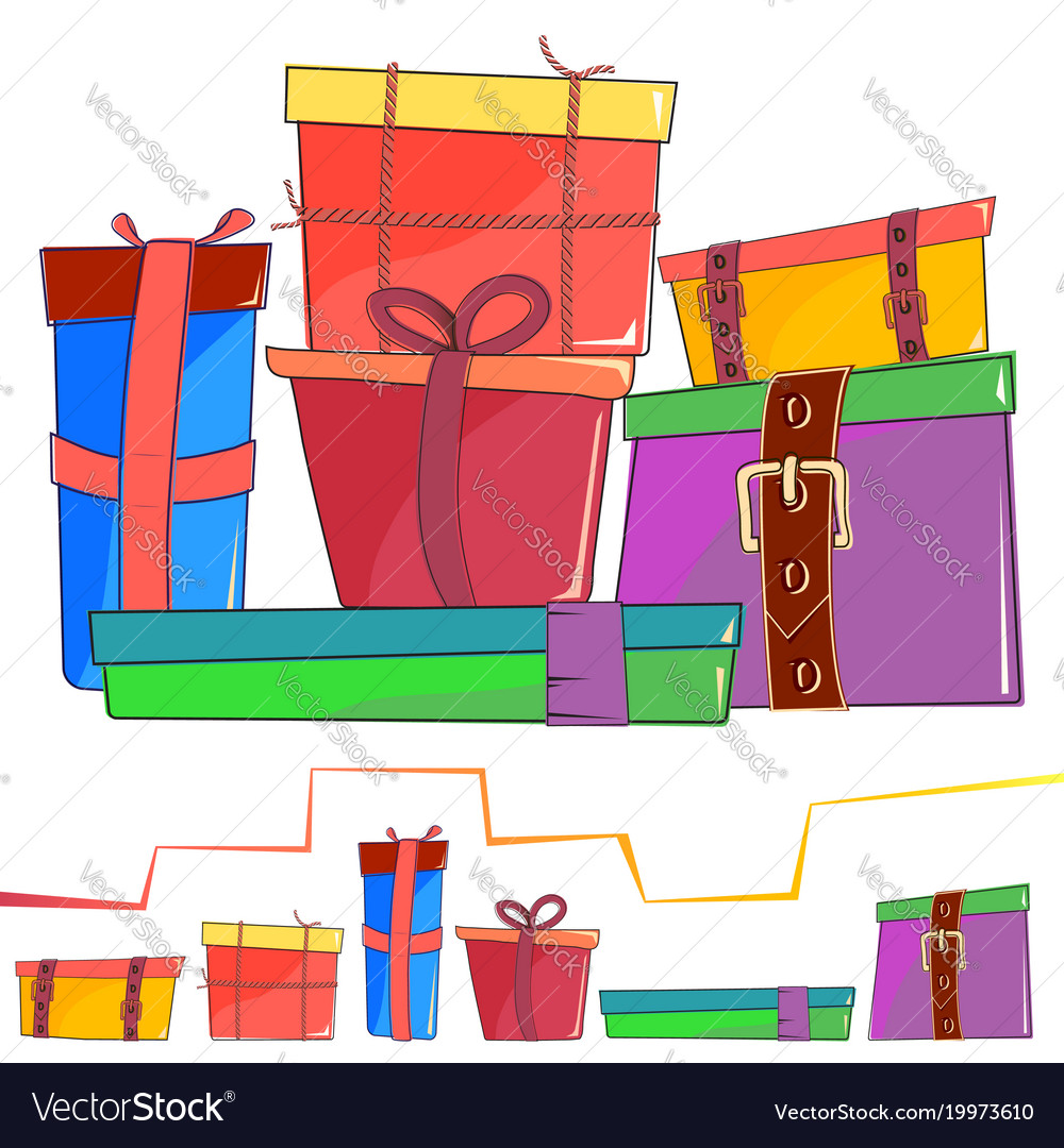 Set Of Colored Cartoon Gift Box Royalty Free Vector Image