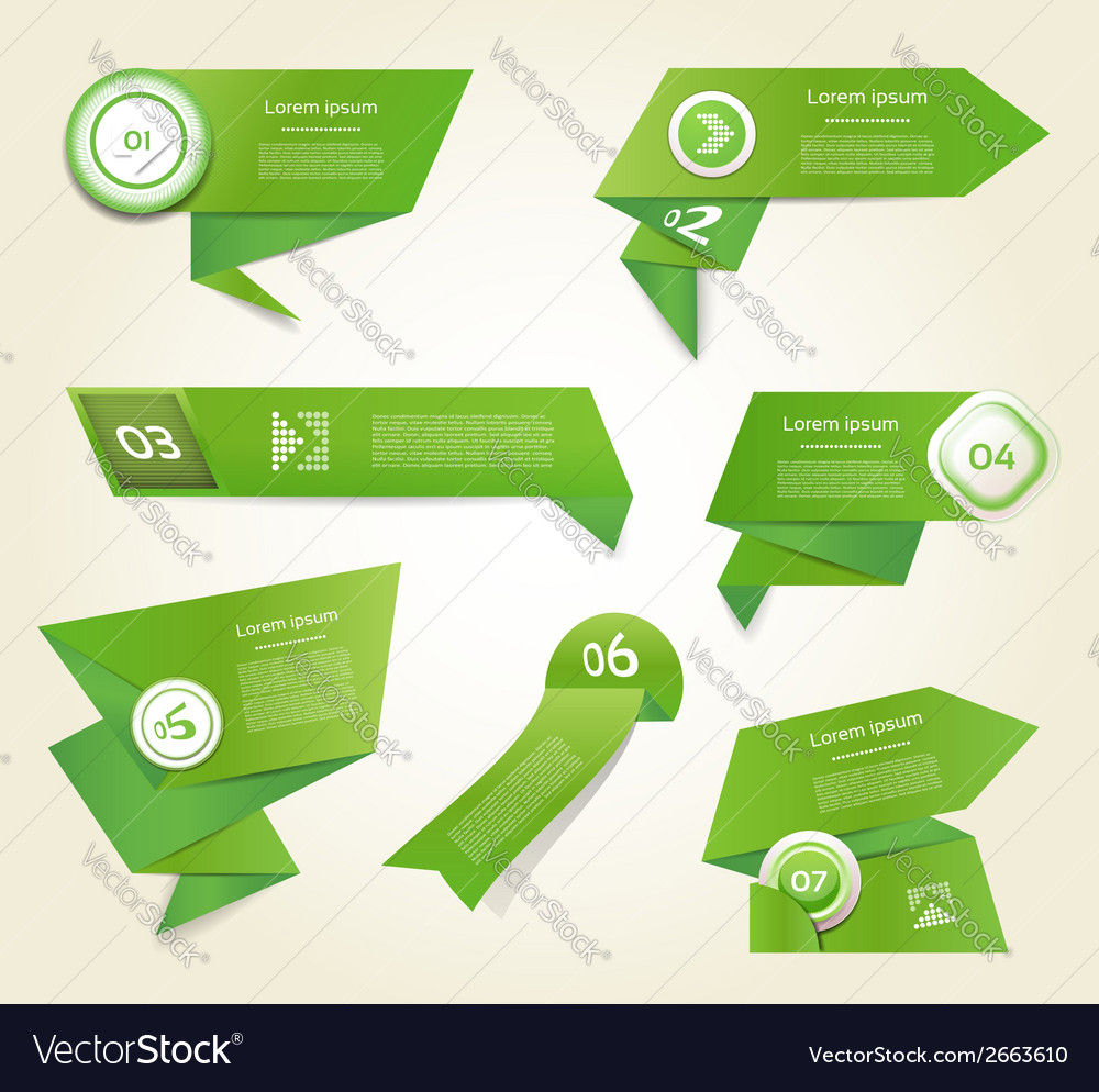 Set von grünen Fortschritt Version Schritt Icons eps 10