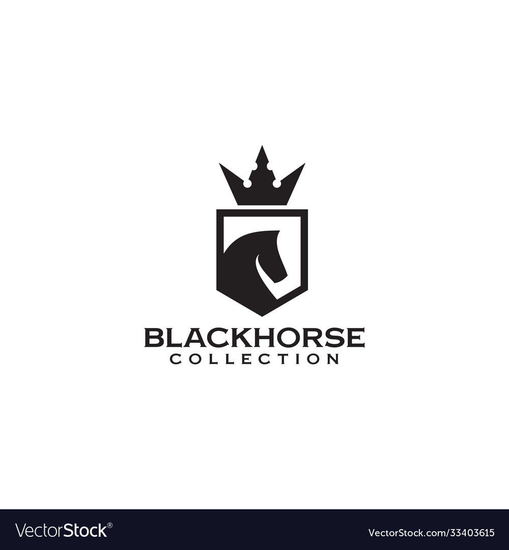 Horse king logo design with crown template