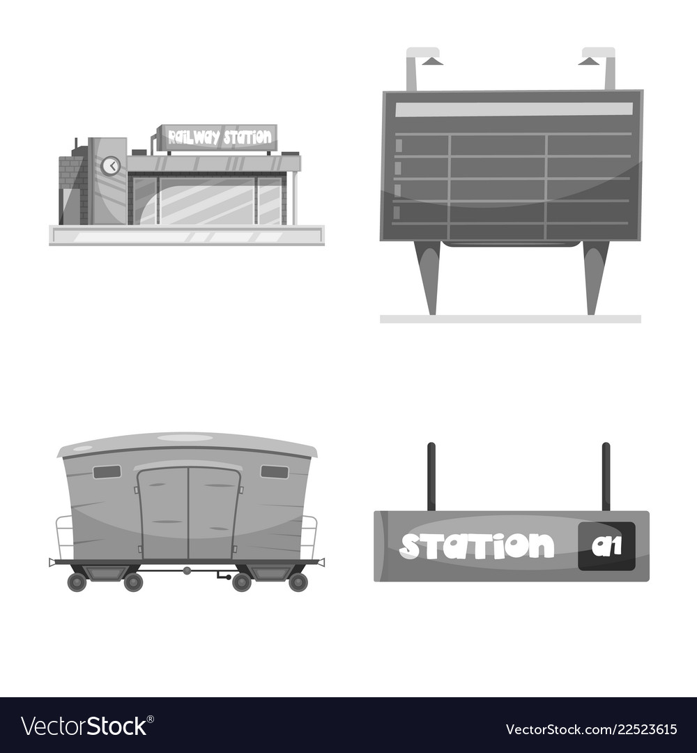 Isolated Object Of Train And Station Icon Vector Image