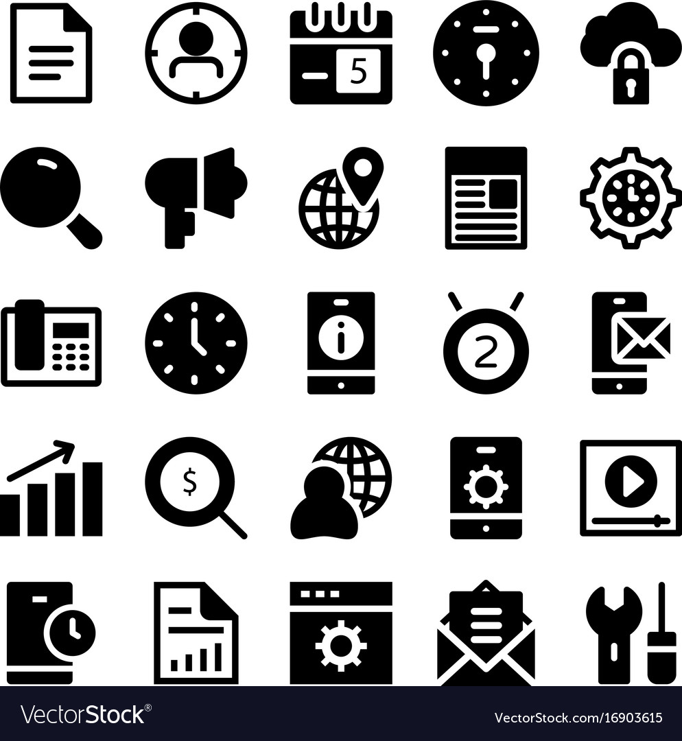 Seo and marketing solid icons 2 Royalty Free Vector Image