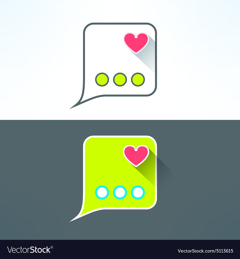 Simple chat icon with heart in modern flat