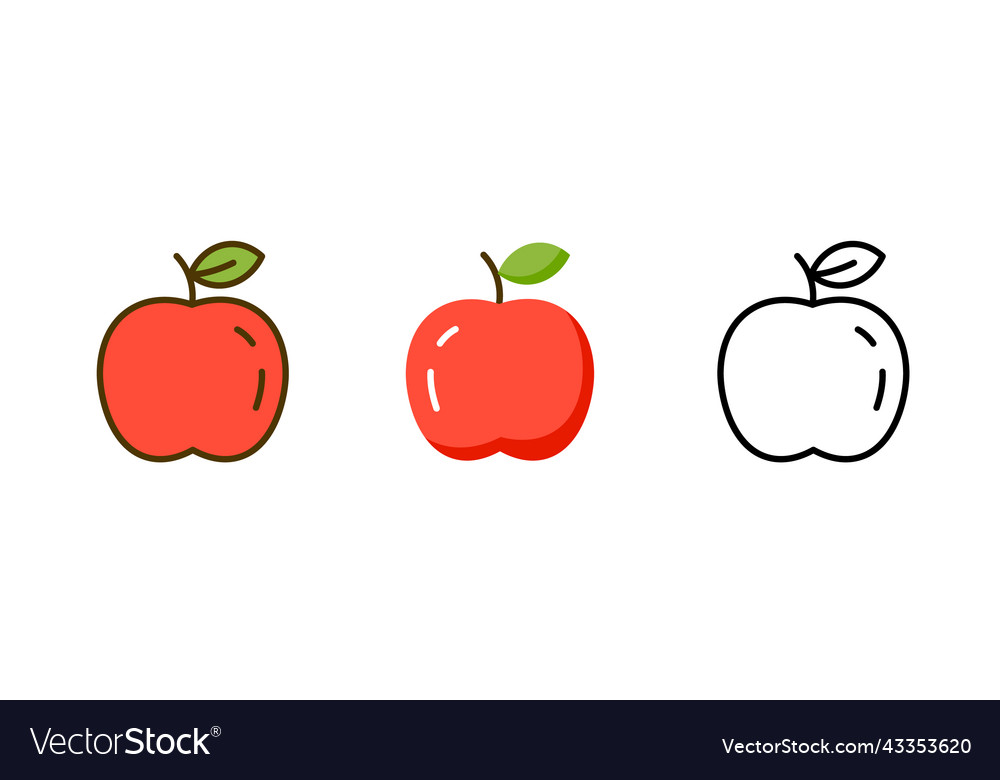 Apple flat nutrition healthy snack symbol