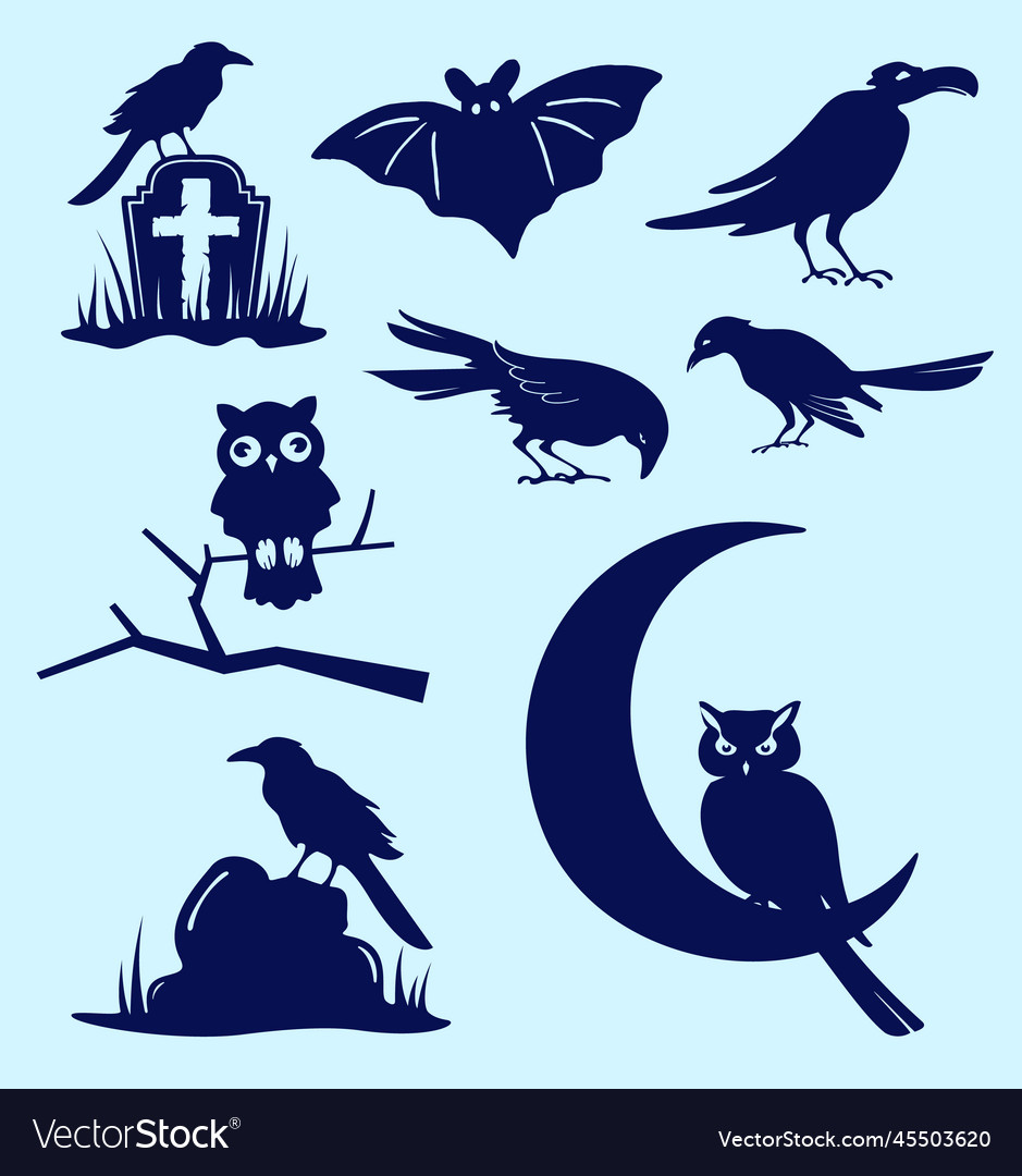 Bird halloween collection Royalty Free Vector Image