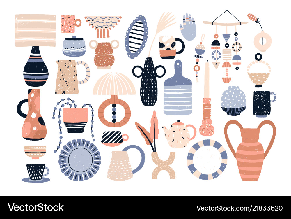 Bundle of modern ceramic household utensils Vector Image