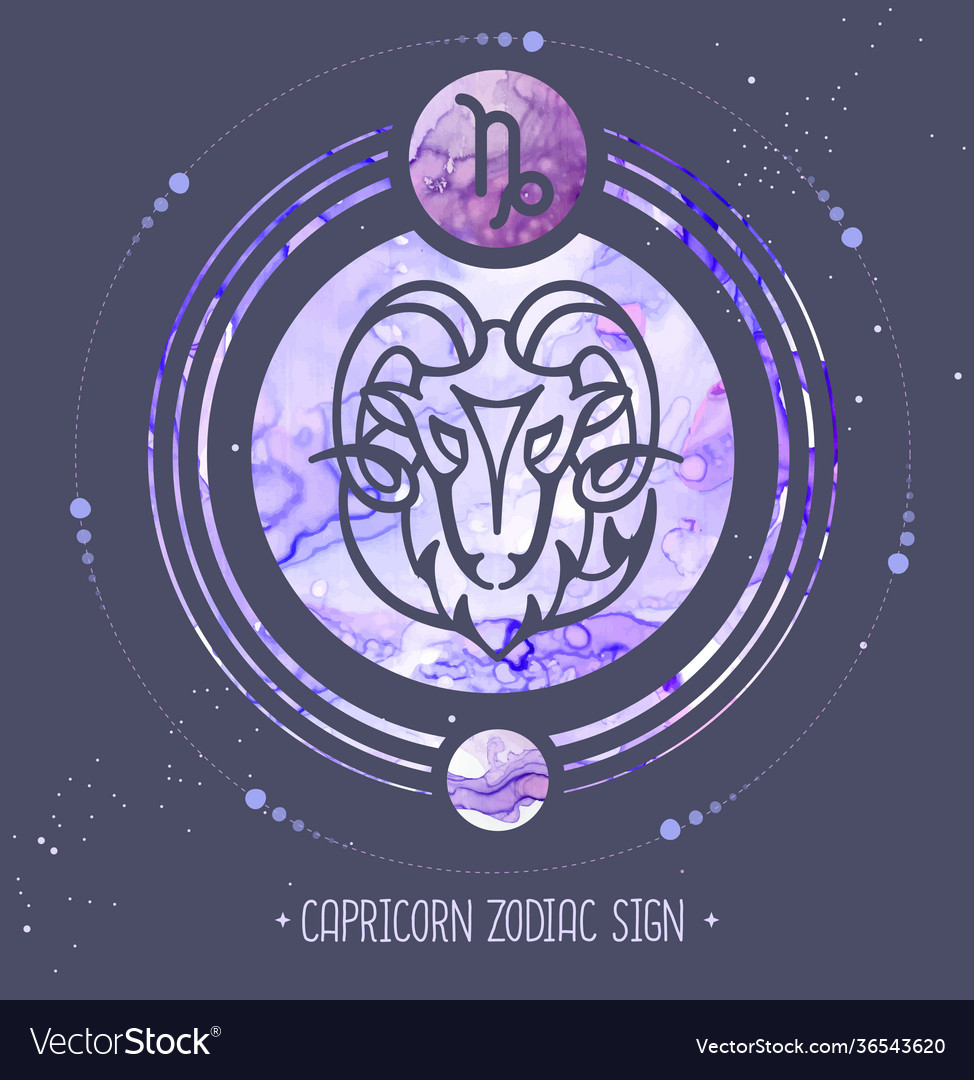 Card with astrology capricorn zodiac sign Vector Image