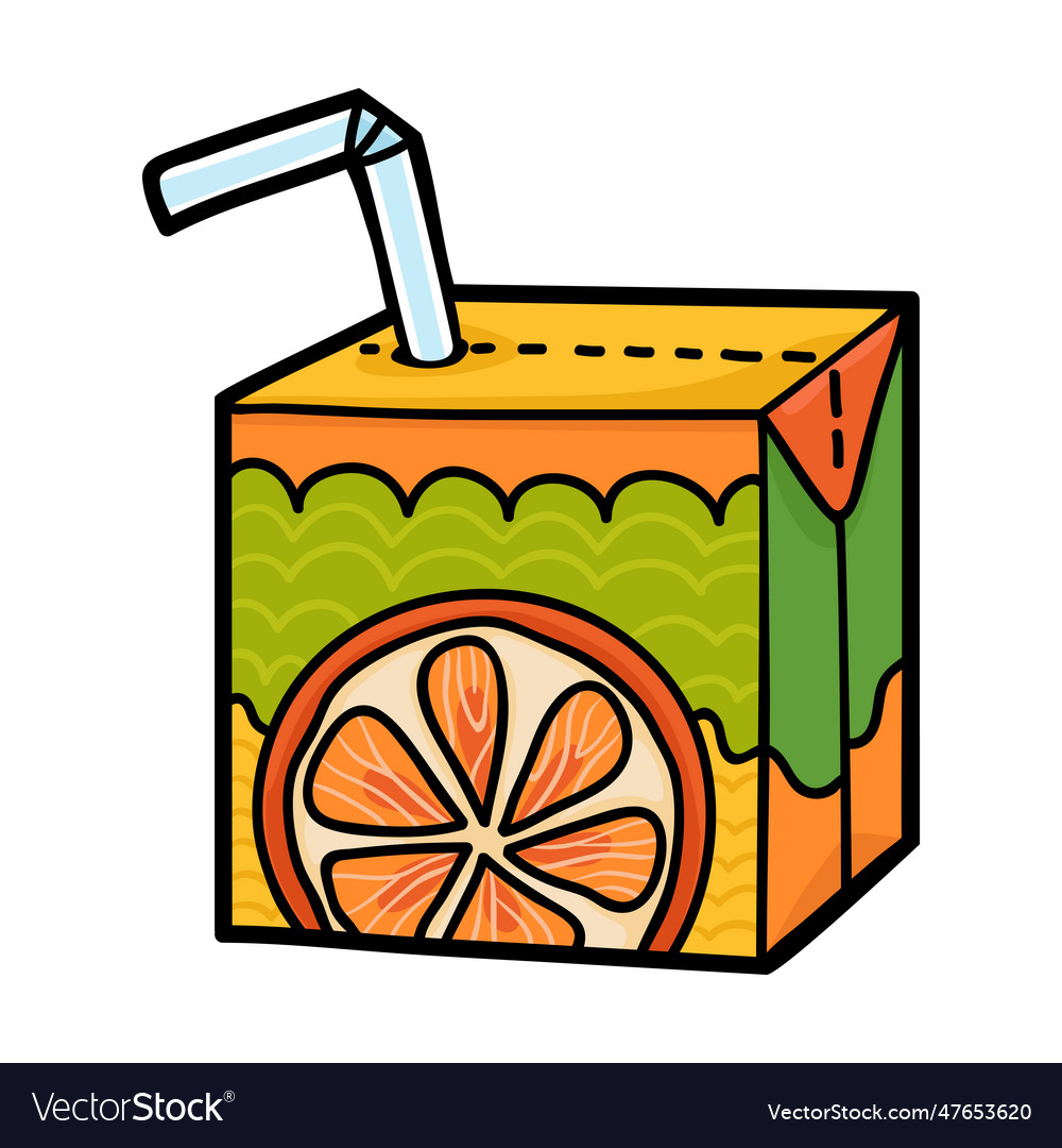 Cartoon for children juice box with straw Vector Image