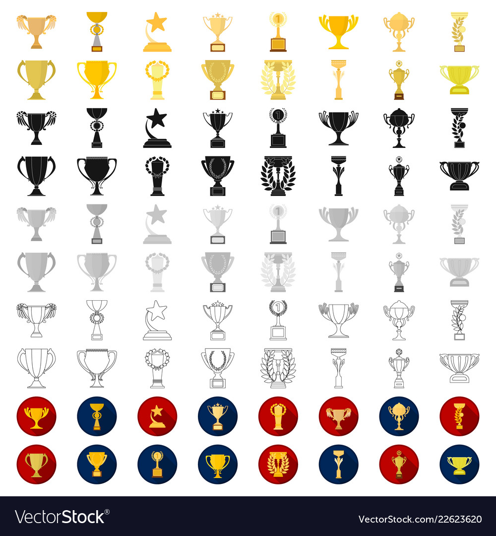 Gold cup cartoon icons in set collection