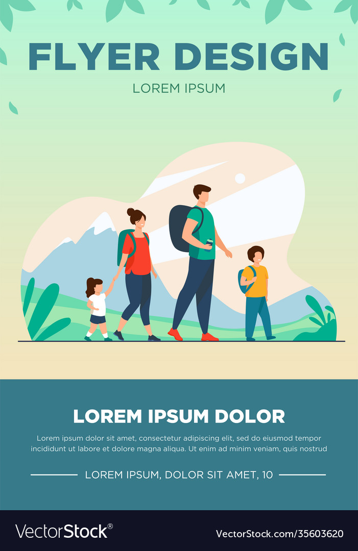 Happy active family walking outdoors Royalty Free Vector