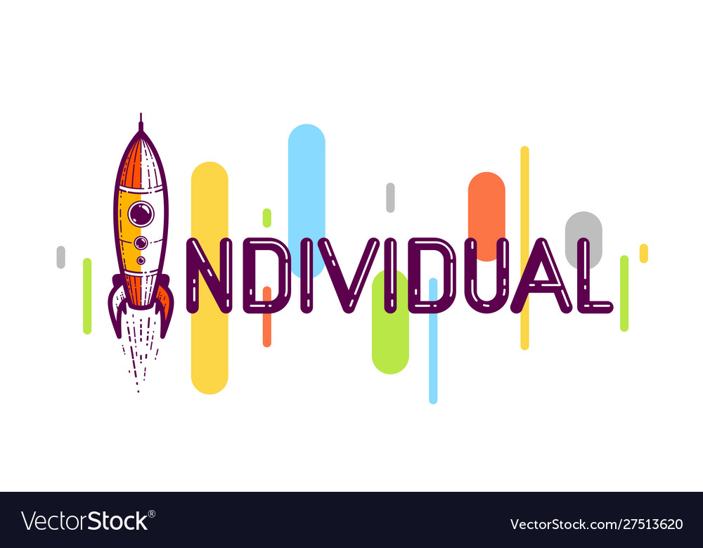 Individual word with rocket instead letter i Vector Image