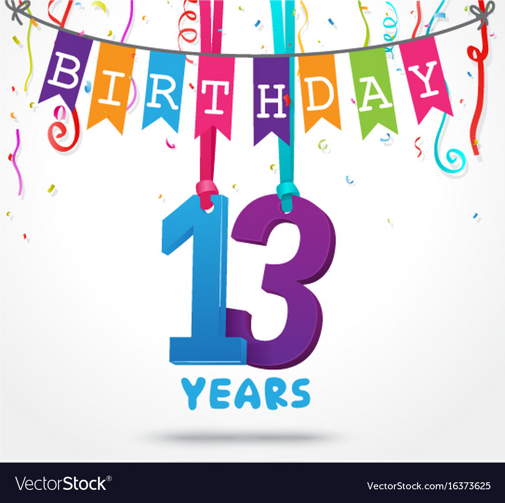 13 years birthday celebration greeting card design