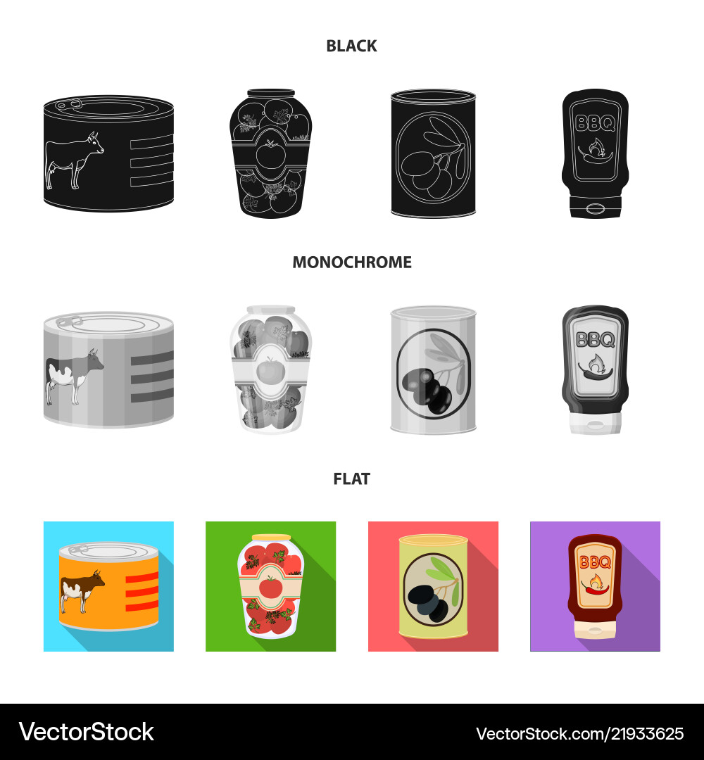 Can and food sign set Royalty Free Vector Image