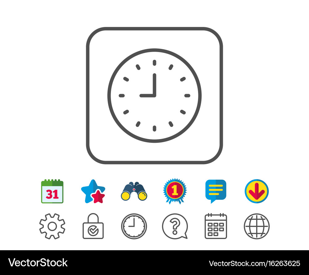 Clock line icon time or watch sign Royalty Free Vector Image