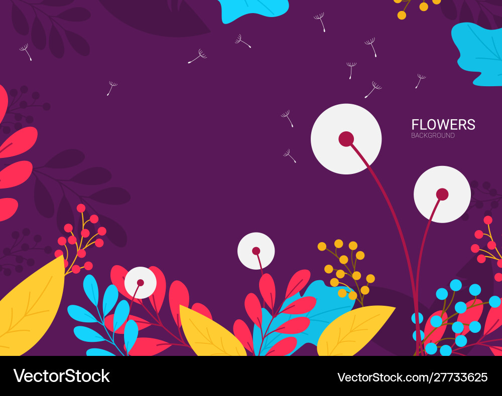Flat flowers background Royalty Free Vector Image