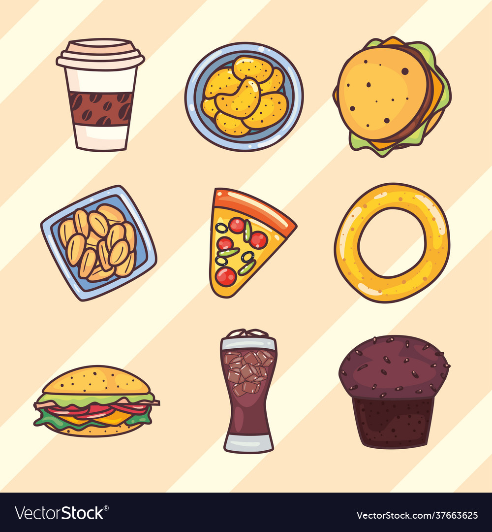 Food icon set Royalty Free Vector Image - VectorStock