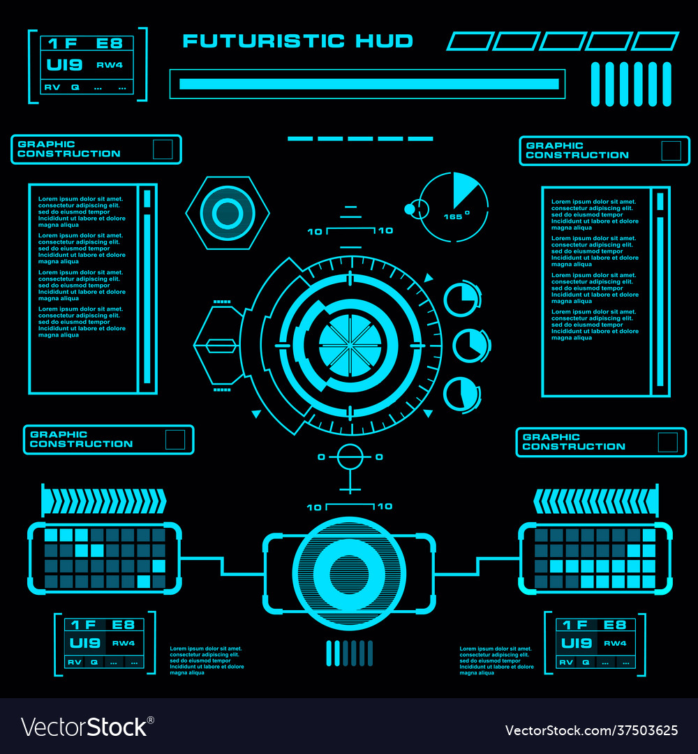 Futuristic blue virtual graphic touch user Vector Image