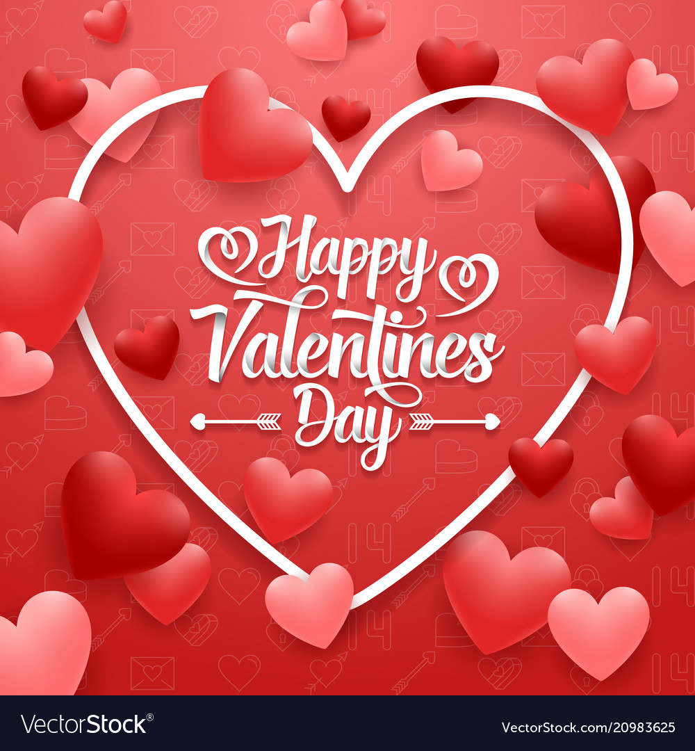 Happy valentines day with hearts Royalty Free Vector Image