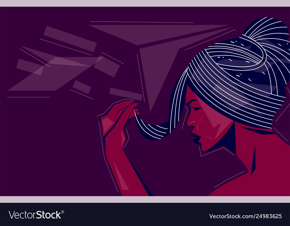 Side View Woman Face On Abstract Background Vector Image