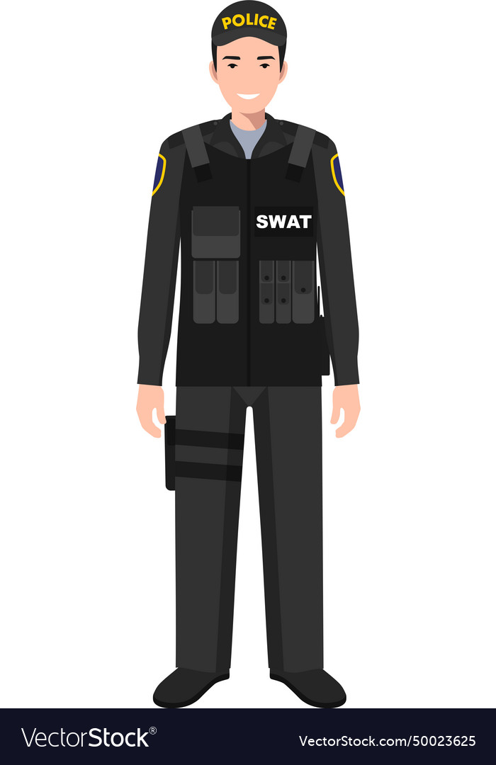 Standing swat policeman officer