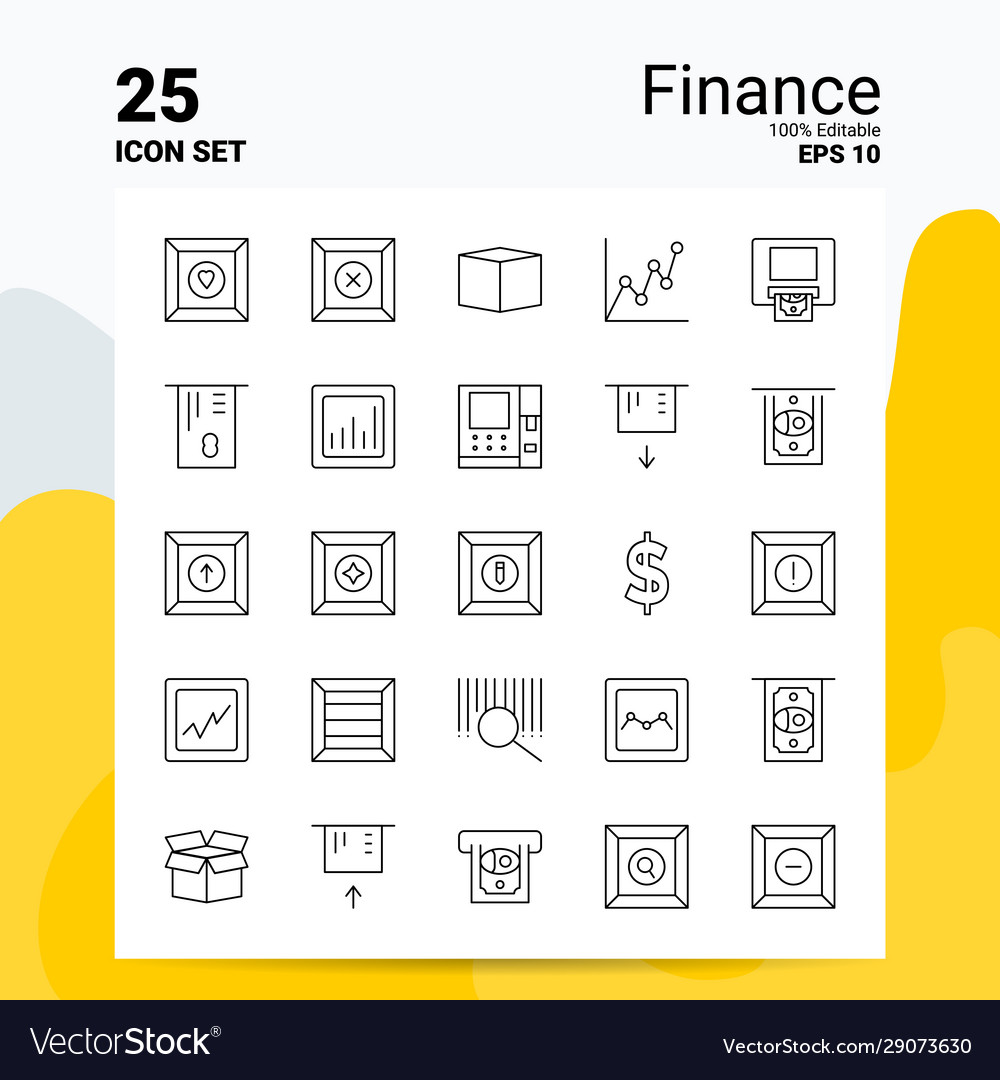 25 finance icon set 100 editable eps 10 files