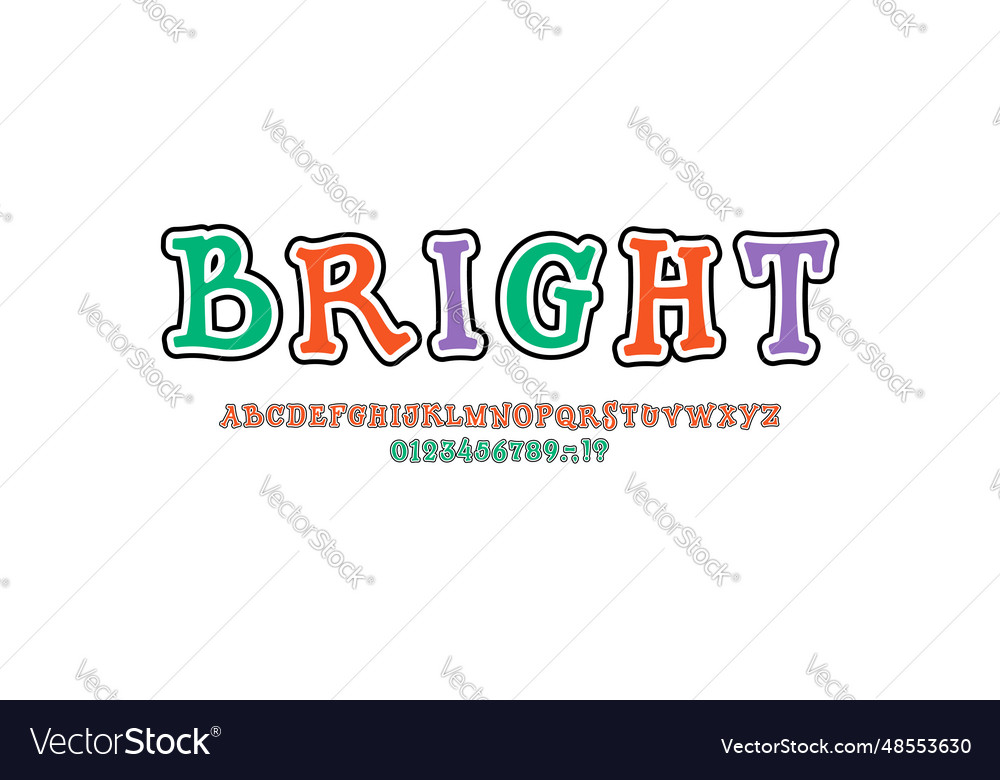 Joyful alphabet child multi-colored font