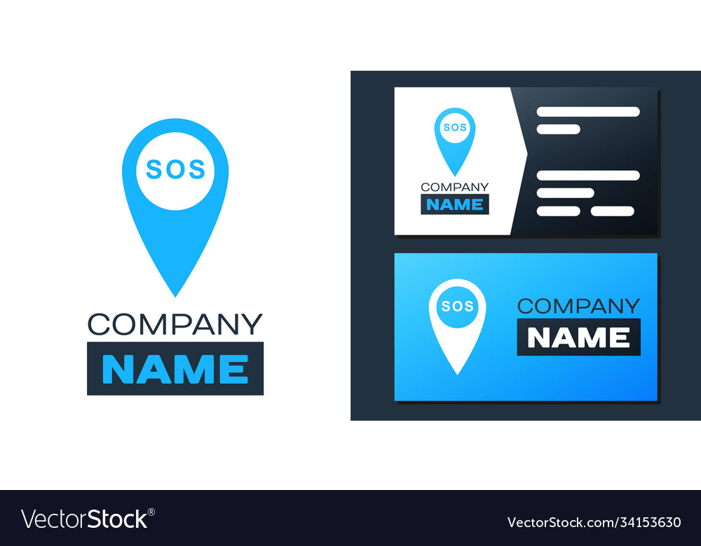 Logotyp Marker Standort mit Sos-Symbol isoliert