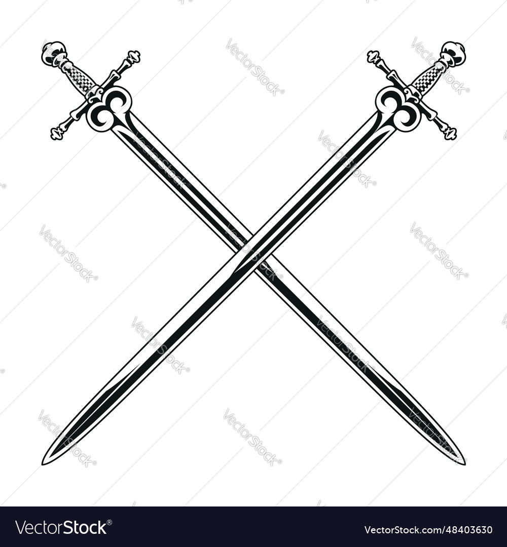 Medieval crossed swords Royalty Free Vector Image