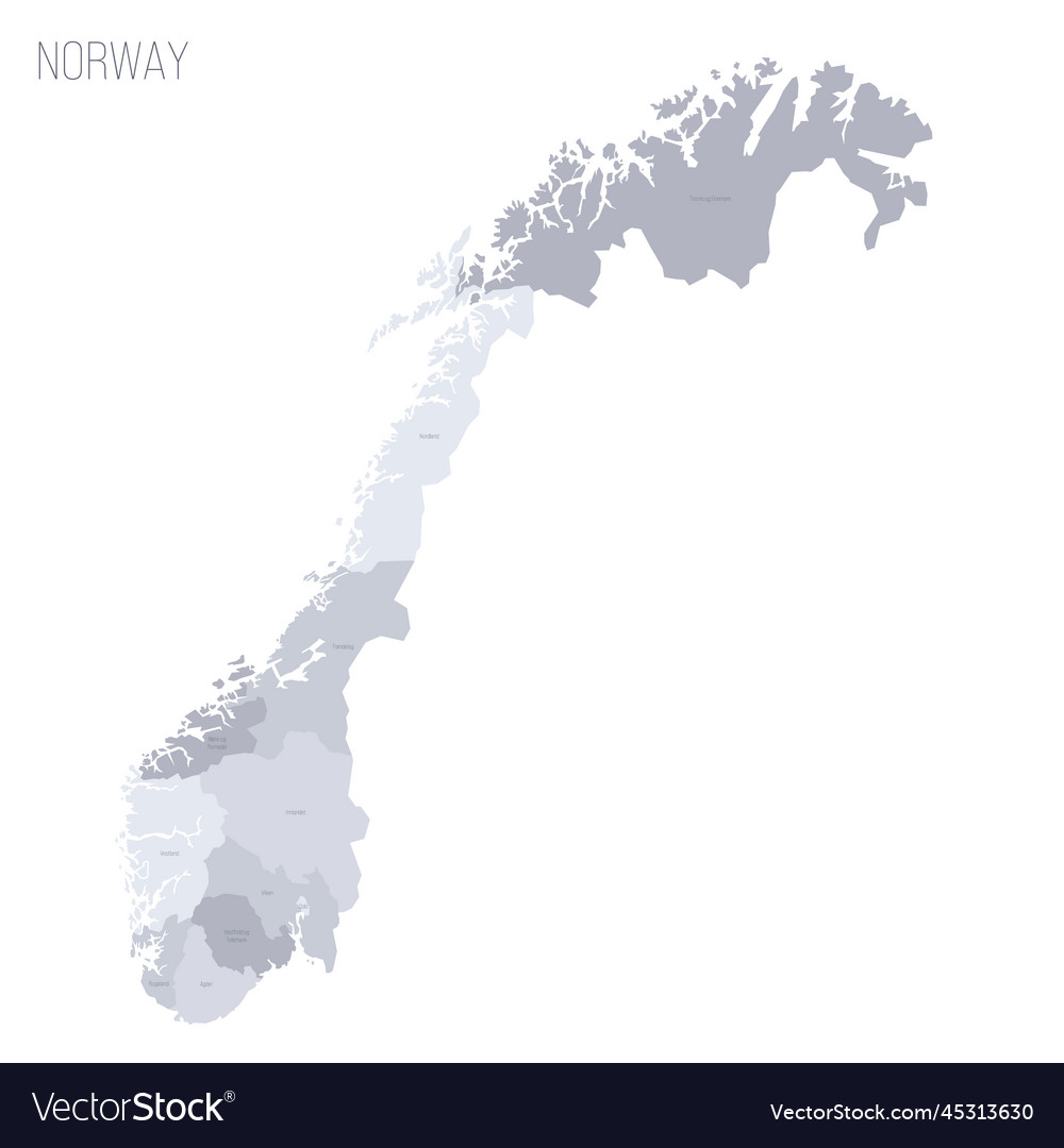 Norway political map of administrative divisions Vector Image