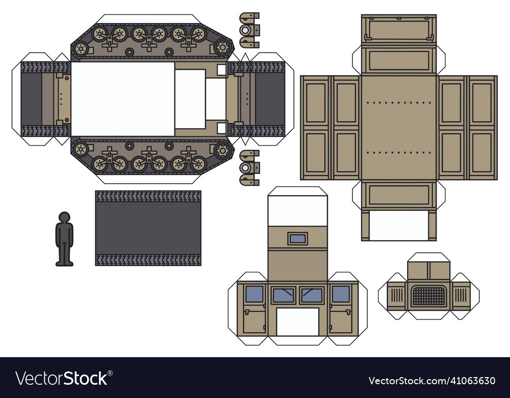 Paper model of an old artillery tractor Royalty Free Vector