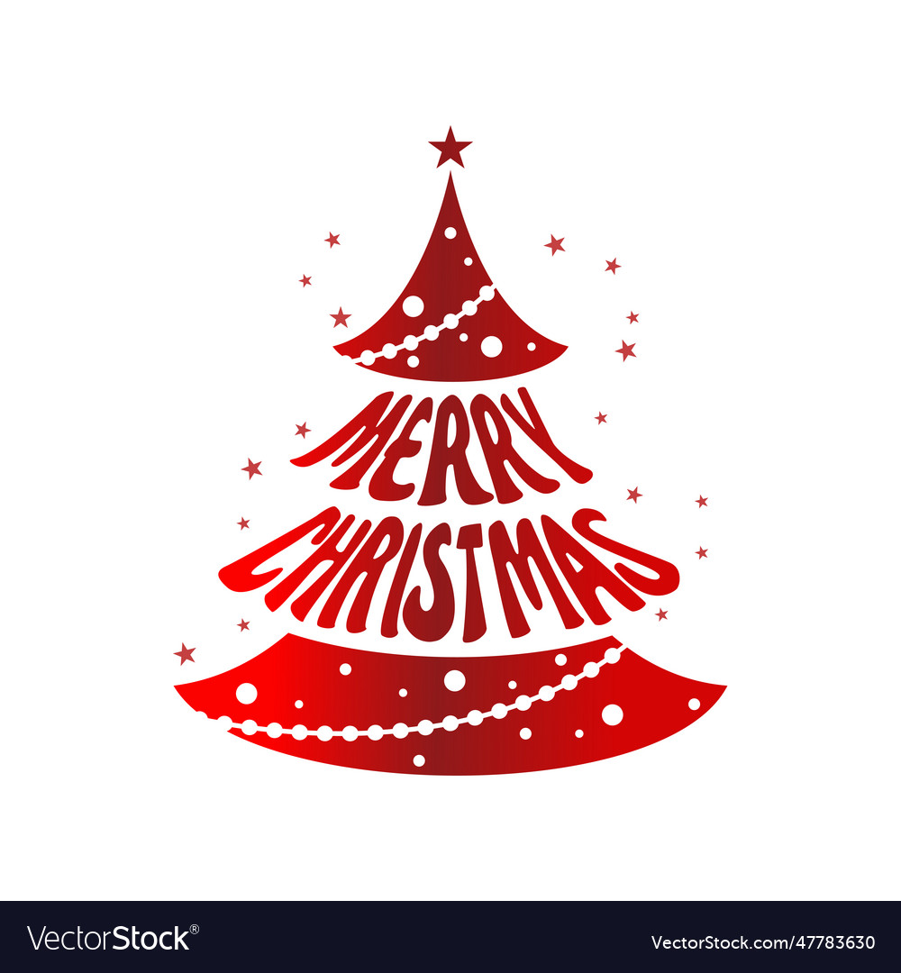 Pines christmas tree merry typographic Royalty Free Vector