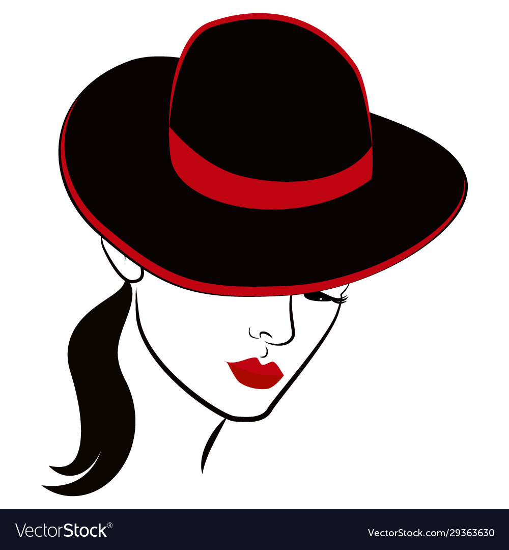 Woman with hat and red