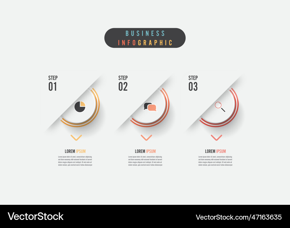 Business infographic element with 3 options Vector Image