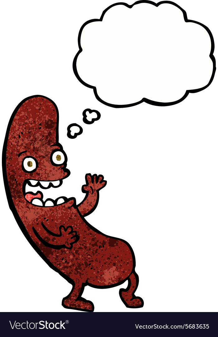 Cartoon sausage with thought bubble