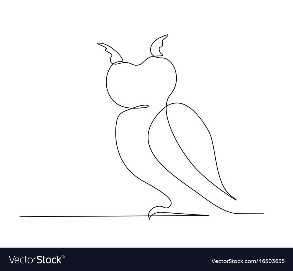 Continuous one line drawing of eagle owl bird