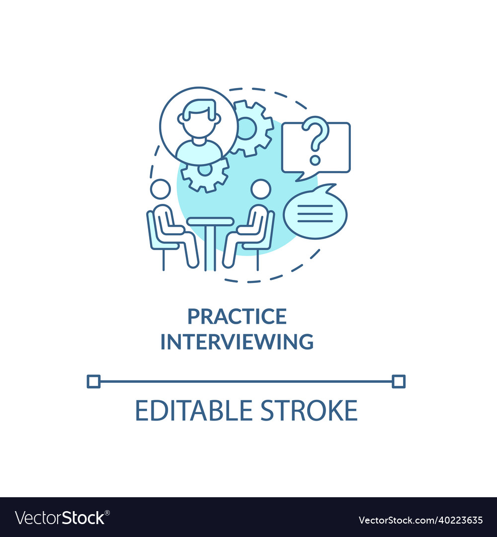 Practice interviewing blue concept icon vector image Practice interviewing blue concept icon