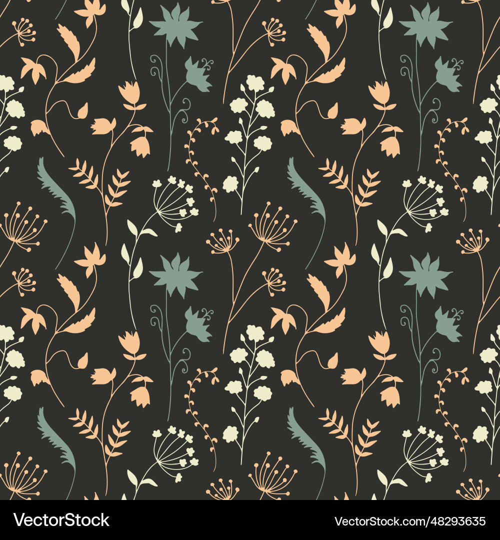 Seamless pattern with colorful wildflowers Vector Image